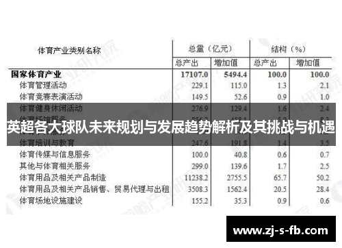 英超各大球队未来规划与发展趋势解析及其挑战与机遇