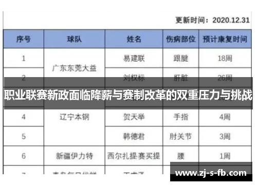 职业联赛新政面临降薪与赛制改革的双重压力与挑战